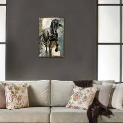 Vera Siyah Koşan At Baskılı Ahşap Tablo Model 2 HK1313