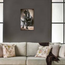 Vera Siyah Koşan At Baskılı Ahşap Tablo Model 1 HK1312