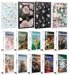 10 Dünya Çocuk Klasiği ve 4 Çiçekli Çizgili Defter -Set-1