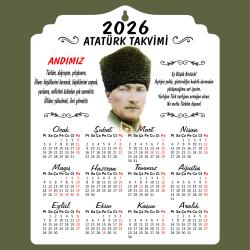 2026 Ahşap Atatürk Takvimi Kalpaklı