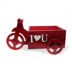 Büyük Bisiklet Çiçeklik Kırmızı, I Love You Yazılı HK0335-0011