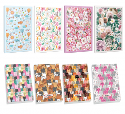 4lü Çiçekli Çizgili 64 Sayfa Defter Seti ve 4 Bloknot -1