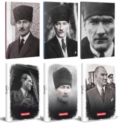 6lı Atatürk 64 Sayfa 13,5x19,5cm Defter ve 176 Sayfa Planlama Defteri Seti -2