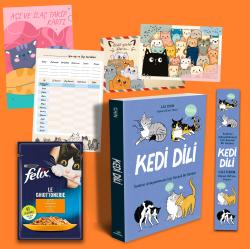 Kedi Dili - Kartpostal - Aşı ve İlaç Kartı - Ayraç ve Felix 85gram Tavuklu Ödül Maması Kedi Severler Özel Kitap ve Hediye Seti