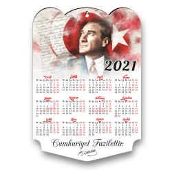 Ahşap Duvar Takvimi Renkli Atatürk Baskılı HK2504