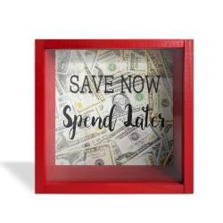 Camlı Ahşap Kumbara Save Now Kırmızı HK0655-0011