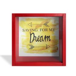 Camlı Ahşap Kumbara Dream Kırmızı HK0657-0011