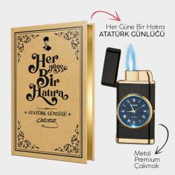 Atatürk Günlüğü ve Mat Siyah Saatli Çakmak