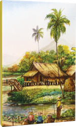 Balıkçı Kasabası - Manzara Temalı 64 Sayfa Çizgili Okul Defteri