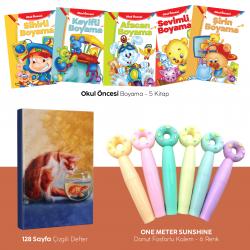 Beşli Boyama Kitabı - Fosforlu Kalem XYH-305 - Kedi Rüyası Defter