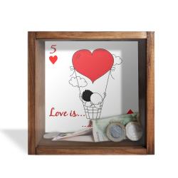 Camlı Ahşap Kumbara Love is A Journey HK0638