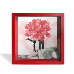 Camlı Ahşap Kumbara Love "Kırmızı" HK0637-0011