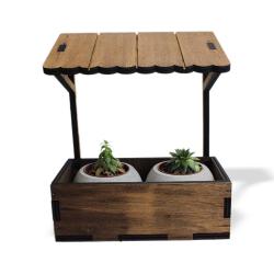 Çatılı Dekoratif 2'li Beton Saksı Standı HK1594