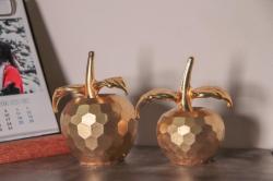 Dekoratif 2'Li Beton Elma - Altın HK1533