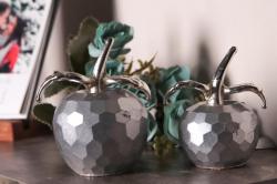 Dekoratif 2'Li Beton Elma - Gümüş HK1534