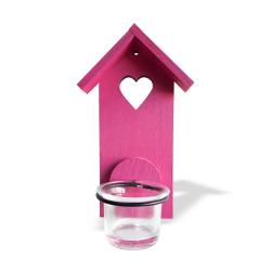 Ev Desenli Tekli T-Light Cam Mumluk Fuşya HK0226-9034