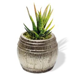 Fıçı Beton Saksı - Gümüş HK1535-G