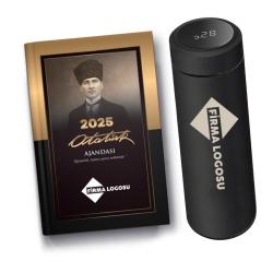 Firmalara Özel 2025 Atatürk Ajanda Kalpaklı ve Dereceli Termos Minimum Sipariş 10 Adet
