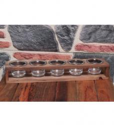 5'Li Ahşap T-Lıght Cam Mumluk HK0229