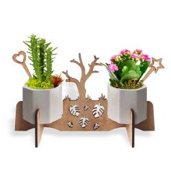 Beton Saksılı Sonbahar Temalı Ahşap Stand HK1689
