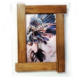 3D Tüy Şapkalı Kadın Ahşap Tablo HK0005