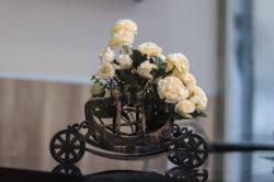 Balkabağı Arabası Çiçeklik Siyah, Altın Varaklı HK0338-SAV