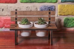 HK Dekor Lena Beton Saksılı Ahşap Bank