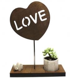 Kalp Love, Altıgen Beton Saksı ve Beton Kaktüs HK1557