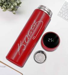 Kırmızı Atatürk İmzalı Dereceli Termos