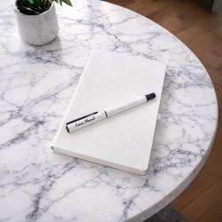 Kişiye Özel Soft Deri Defter ve Roller Rubber Kalem - Beyaz 