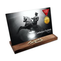 Masaüstü Ahşap Tablo - Atatürk İmzalı ve Resimli Model 4 HK2510-04