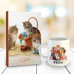 Tekir 128 Sayfa Çizgili defter ve Sivri Kulaklar Kupa Bardak