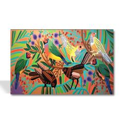 Tropikal Kuşlar Baskılı Ahşap Tablo HK1348