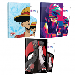 Üçlü Luffy-Naruto-Sasuke-Itachi Defter ve Ayraç