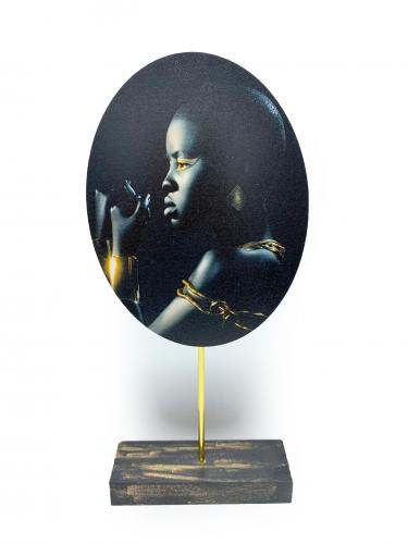 Zenci Kadın Ayaklı Oval Tablo 8 - Halkkitabevi