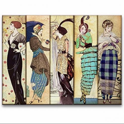 5'li Retro Kadınlar Ahşap Tablo