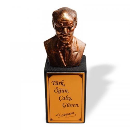 Ahşap Ayaklı Bakır Beton Atatürk Büstü - Halkkitabevi