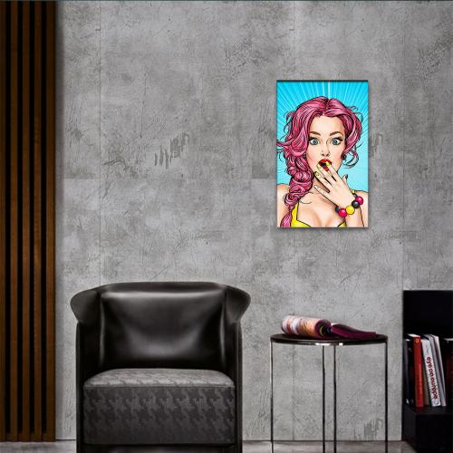 Vera Retro Kadın Baskılı Ahşap Tablo Model 6