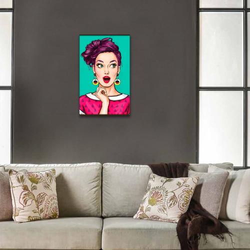 Vera Retro Kadın Baskılı Ahşap Tablo Model 2