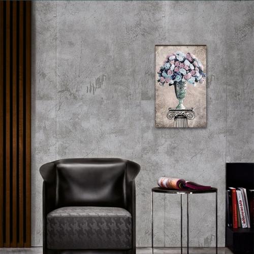 Vera Vazodaki Çiçekler Baskılı Ahşap Tablo - Halkkitabevi