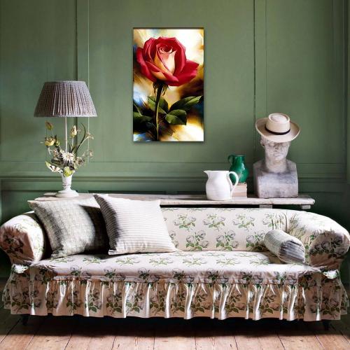 Vera Kırmızı Gül Baskılı Ahşap Tablo - Halkkitabevi