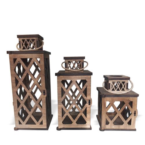 Athena 3'lü Ahşap Fener Seti