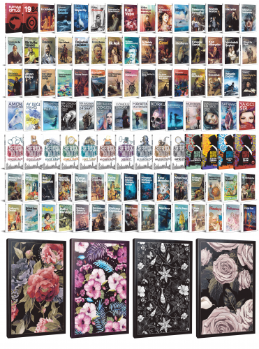 113 Dünya Klasiği ve Çiçekli Çizgili Defter Seti -1 - Halkkitabevi