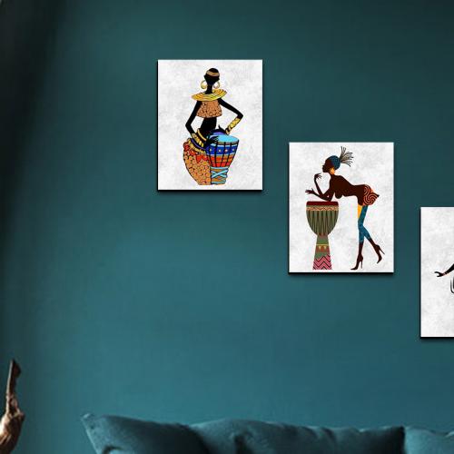 Zenci Kadın Baskılı 4'lü Ahşap Duvar Tablosu Küçük Boy - Halkkitabevi