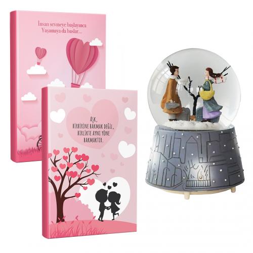 2'li Aşk Defteri ve Kış Masalı Kar Küresi - Halkkitabevi