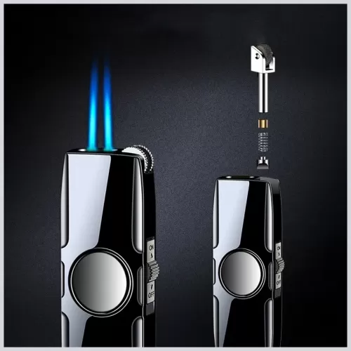 Premium Stres Çarklı Çakmak - İkili Jet Alevi - Rüzgara Dayanıklı - Bl