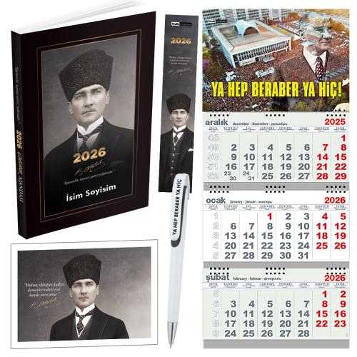 2026 Atatürk Ajanda - Gemici Duvar Takvimi-YHBYH - Kalem - Ayraç - Kartpostal
