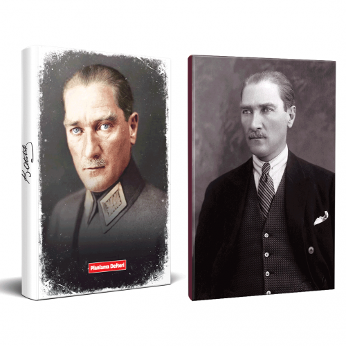 2li Atatürk 64 Sayfa 13,5x19,5cm Defter ve 176 Sayfa Planlama Defteri Seti -7