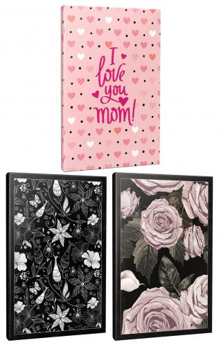 3'lü Okul Defteri Seti -Kelebeğin Dünyası-Kara Gül-Love You Mom - 