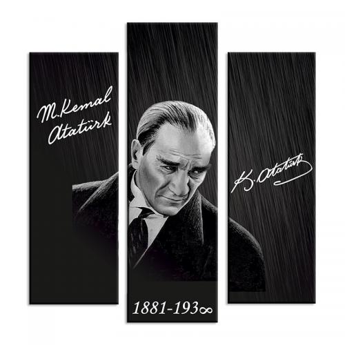 3'lü Ahşap Magnet - Atatürk Resimli Model 8